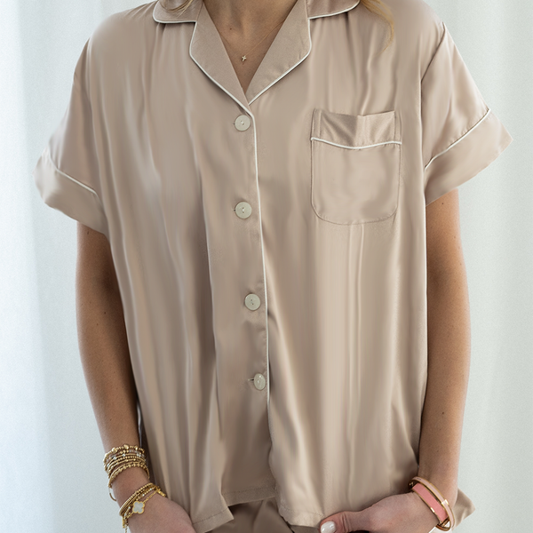 Oyster Satin Pajamas Shorts Set