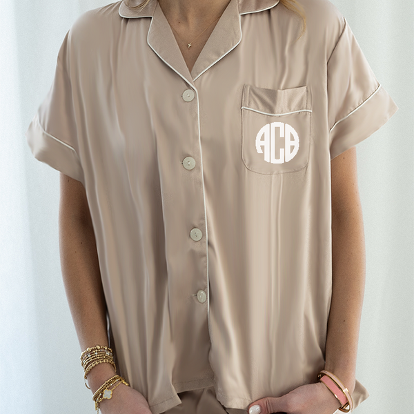 Oyster Satin Pajamas Shorts Set