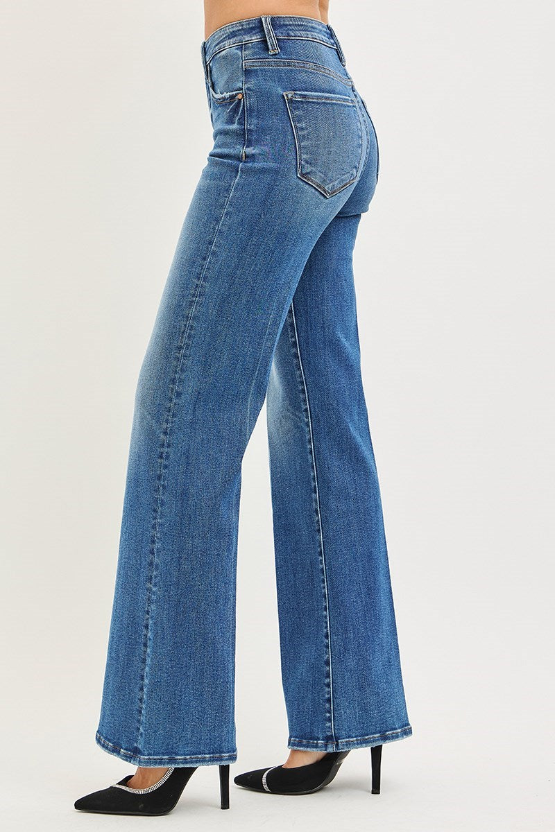 Risen- Tummy Control High Rise Wide Flare Jeans