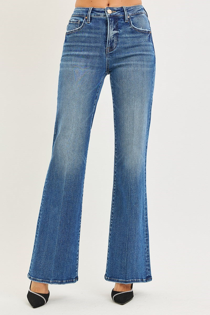 Risen- Tummy Control High Rise Wide Flare Jeans