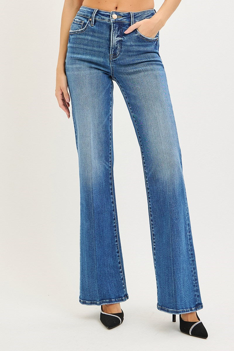Risen- Tummy Control High Rise Wide Flare Jeans