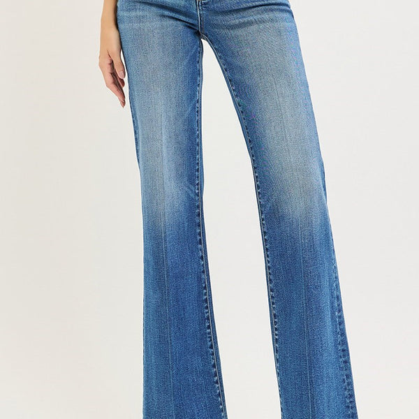 Risen- Tummy Control High Rise Wide Flare Jeans