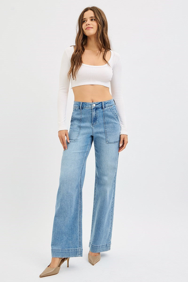 Risen- High Rise Straight Leg with Cargo Pocket