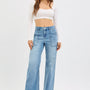 Risen High Rise Straight Leg Jeans With Cargo Front Pockets