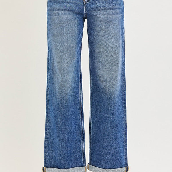 Risen- High Rise Relaxed Fit Ankle Straight Jeans w/cuff