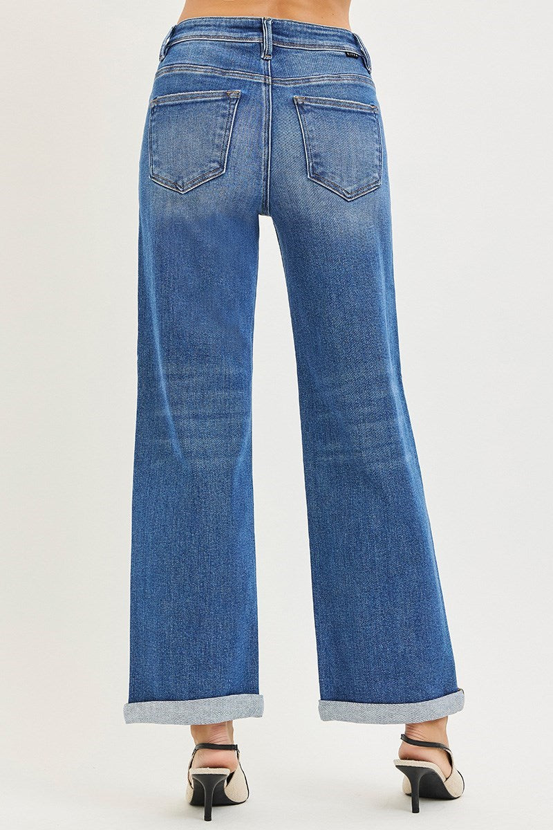Risen- High Rise Relaxed Fit Ankle Straight Jeans w/cuff