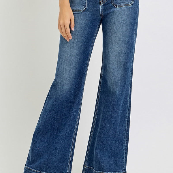 Risen High Rise Wide Flare Jeans