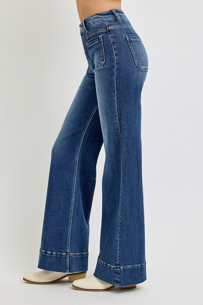 Risen High Rise Wide Flare Jeans