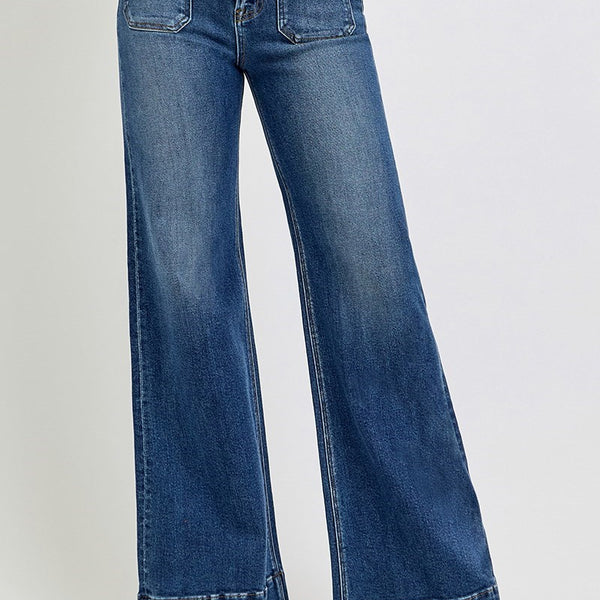 Risen High Rise Wide Flare Jeans