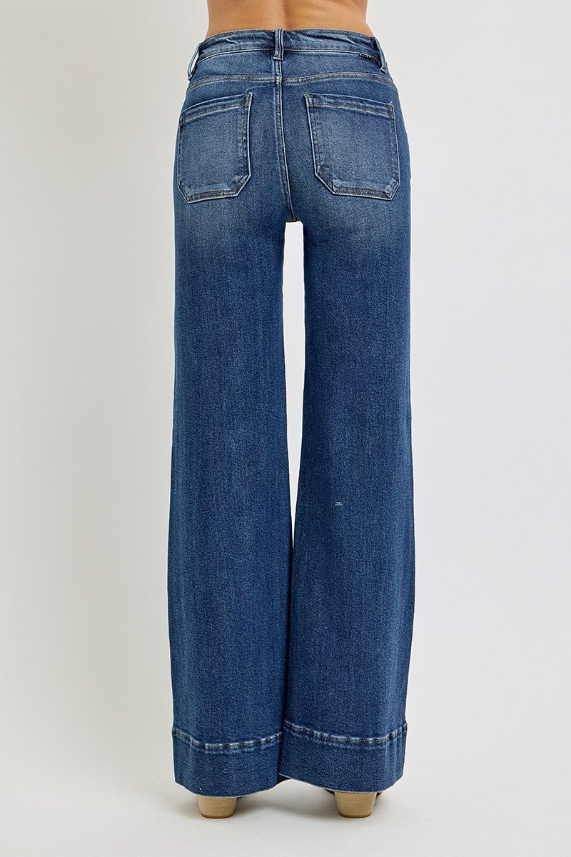 Risen High Rise Wide Flare Jeans