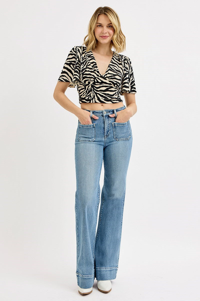 Risen High Rise Wide Flare Jeans