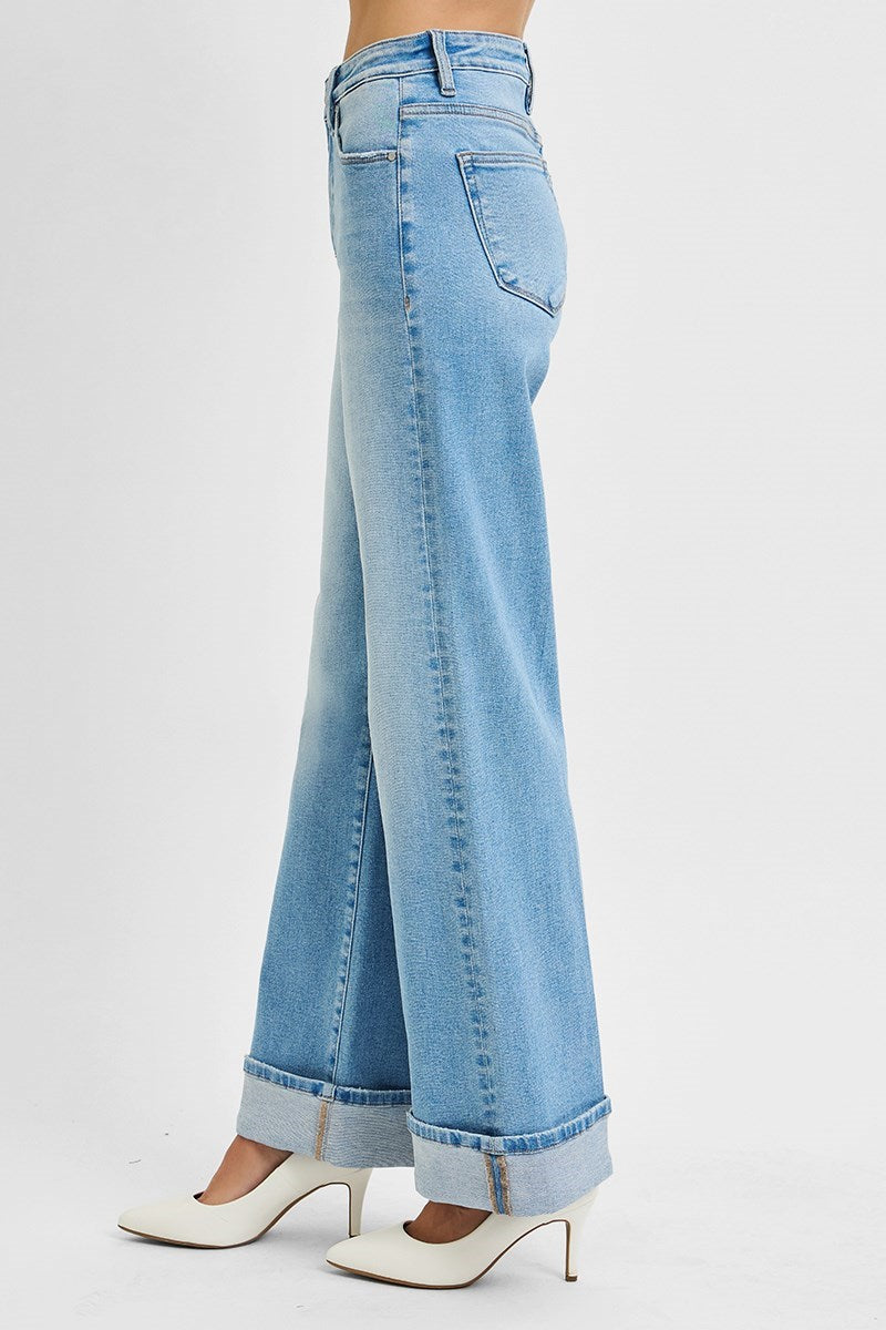 Risen- Tummy Control High Rise Wide Leg w/ Cuff