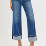 Risen Jeans -Mid Rise Straight Jeans with Cuff- Plus Size