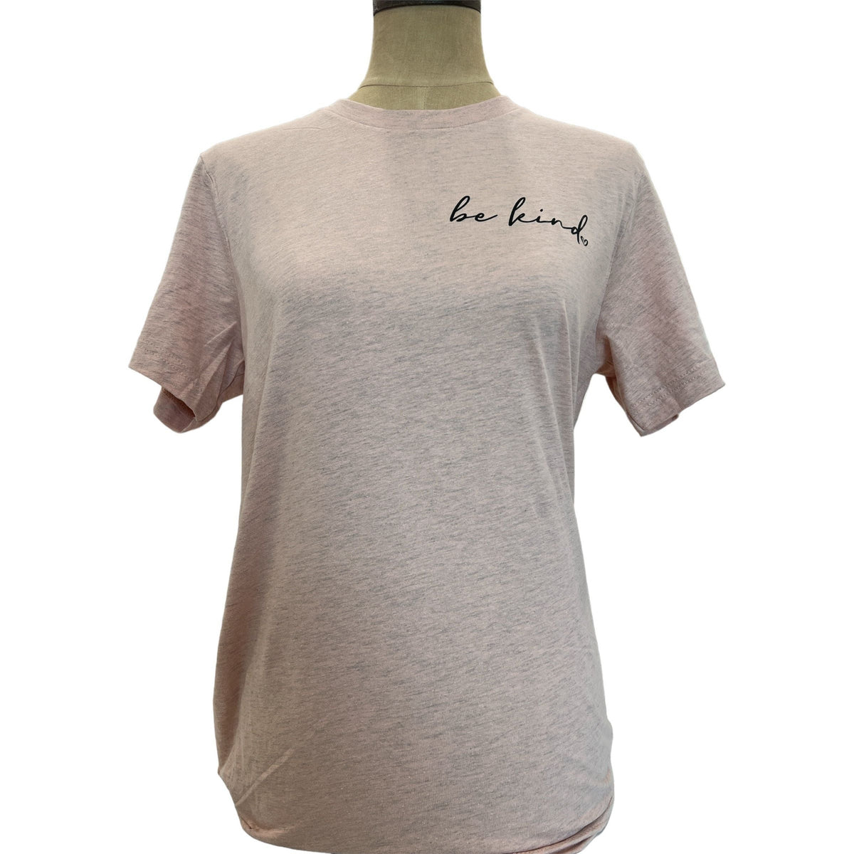 Be Kind: "The world is a better place with you in it" tan adult t-shirt. 