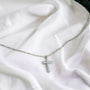 Delicate CZ Cross with Serpentine Chain Necklace