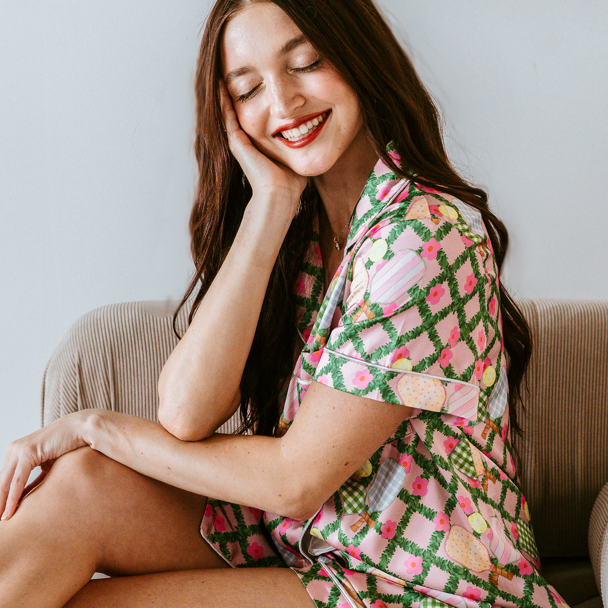 Pickleball Daisy Satin Pajamas