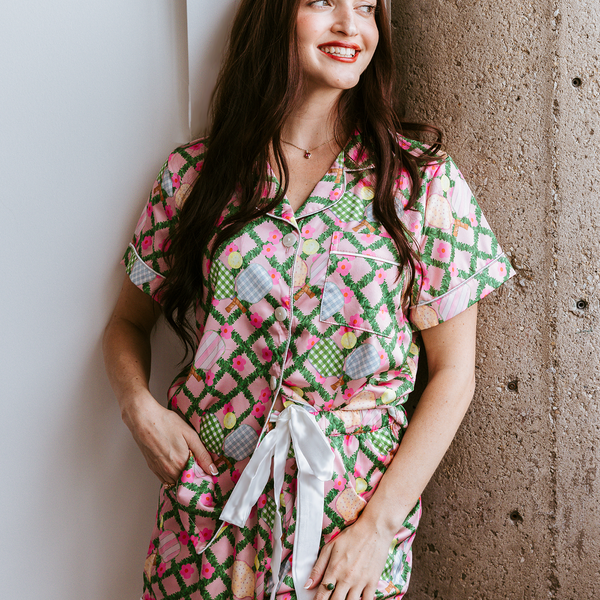 Pickleball Daisy Satin Pajamas