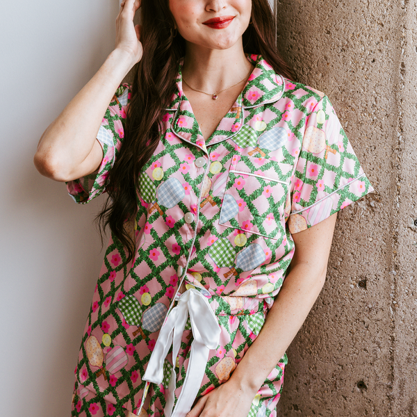 Pickleball Daisy Satin Pajamas