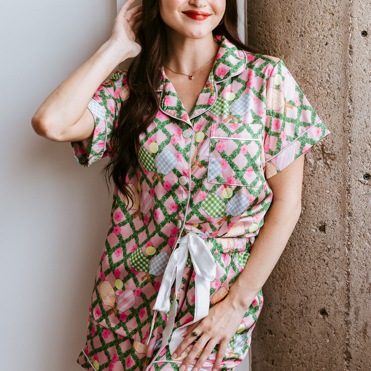 Pickleball Daisy Satin Pajamas