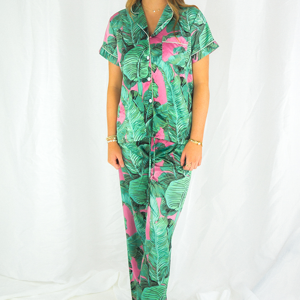 Pink Banana Leaf Pants set
