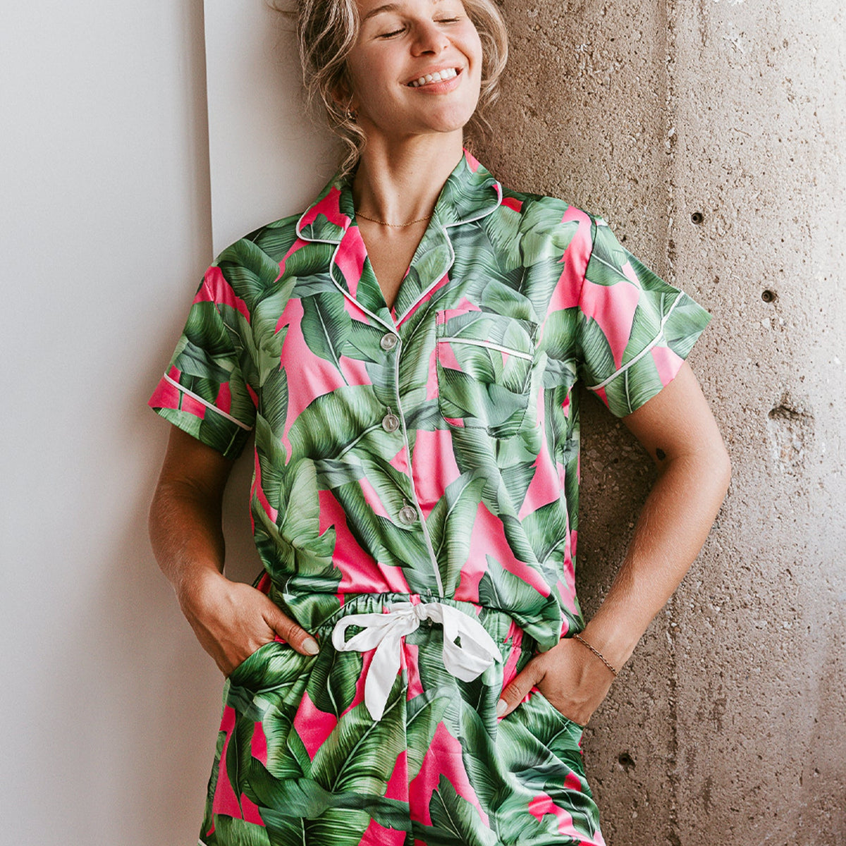 Pink Banana Leaf Pajamas