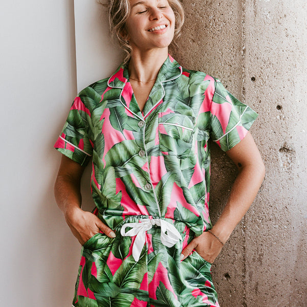 Pink Banana Leaf Pajamas