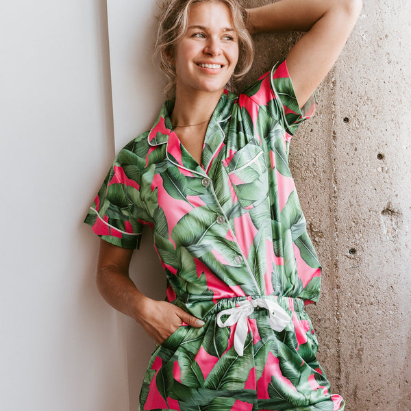 Pink Banana Leaf Pajamas