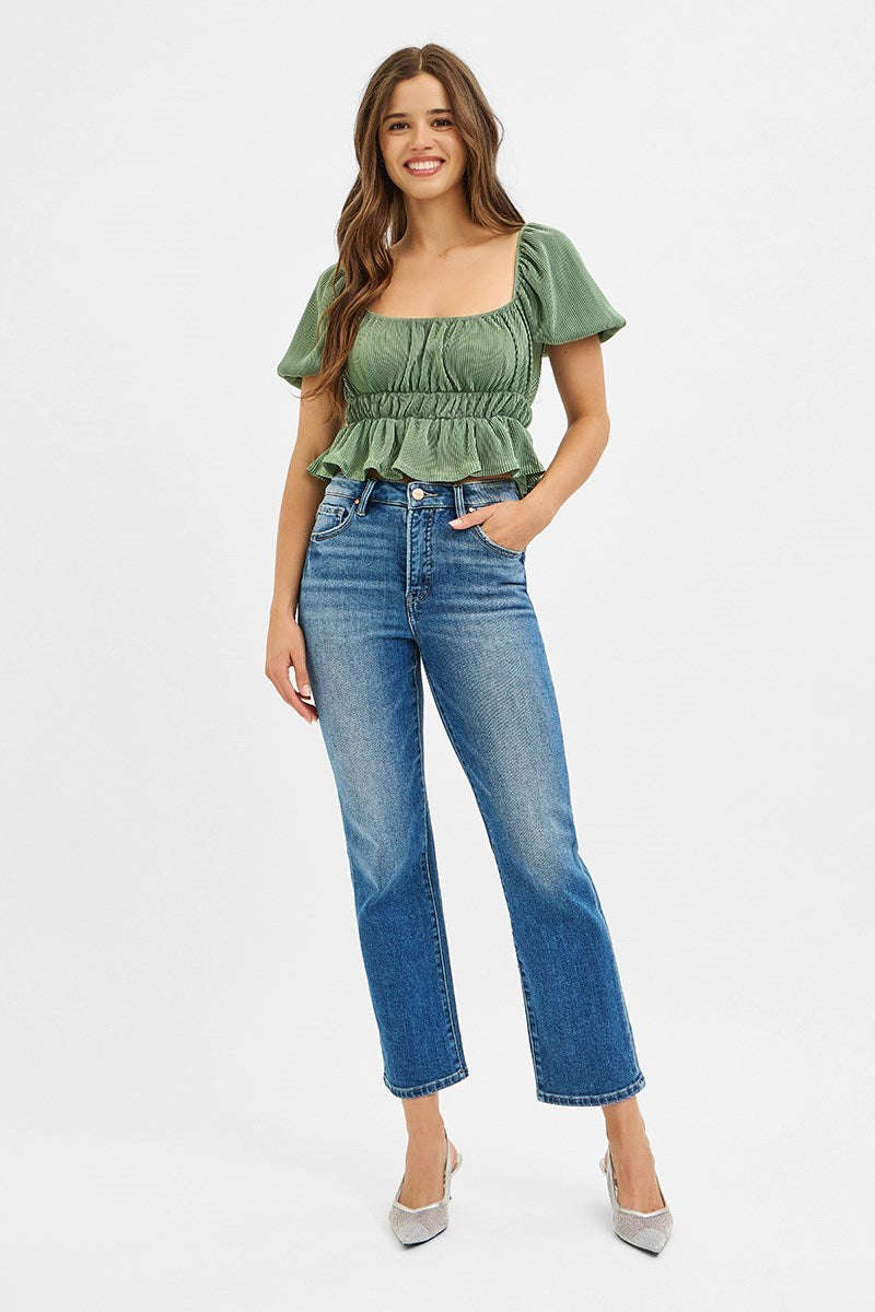 Risen Tummy Control High Rise Crop Stright