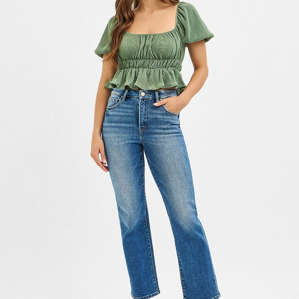 Risen Tummy Control High Rise Crop Stright