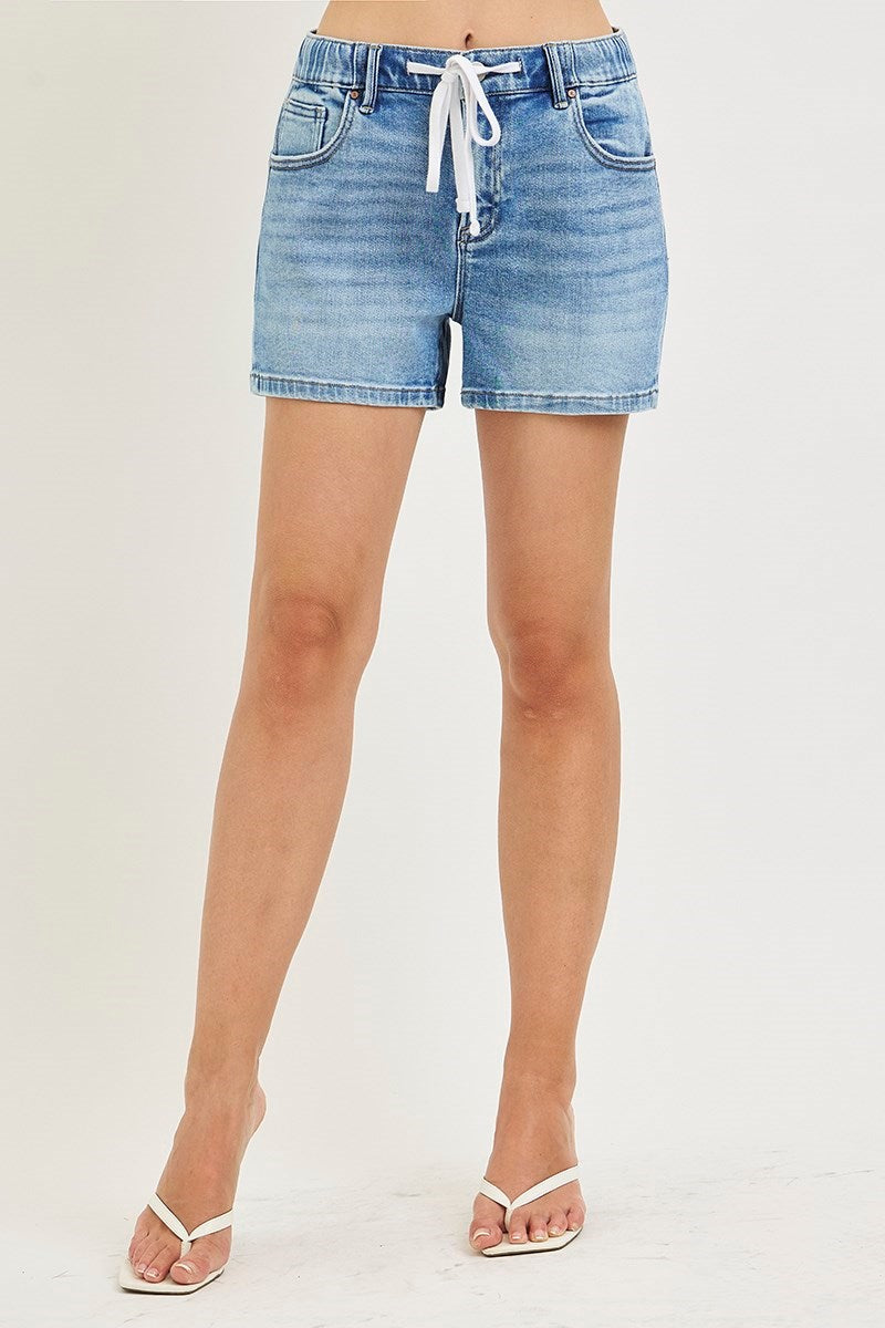 Elastic Band Slouchy Front Tie Shorts- Risen