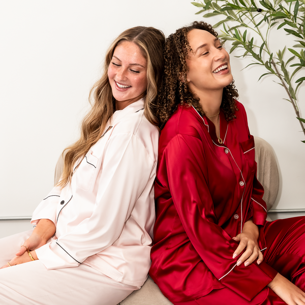 Bright Red Satin Pajama Pants Set