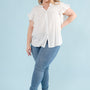 Woven Button Down Ruffle Sleeve Top-Curvy