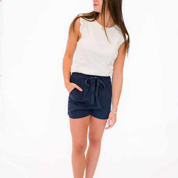 High-Waisted Paperbag Mini Shorts
