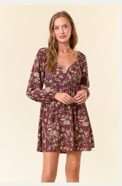 Tia Floral Long Sleeve Mini Dress