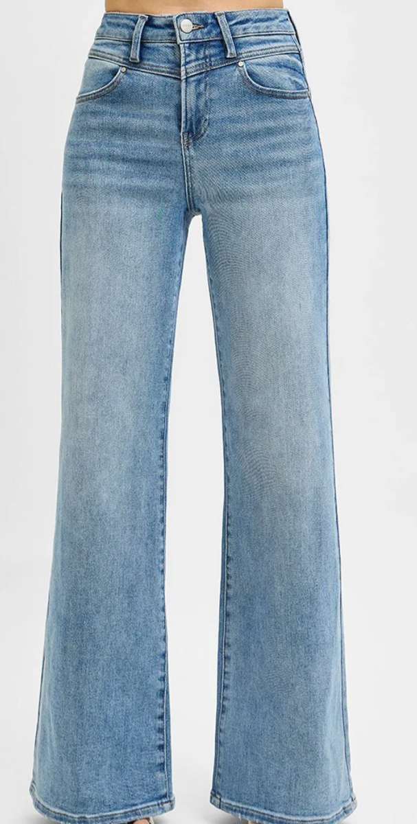 Risen High Rise Wide Front Yoke Jeans