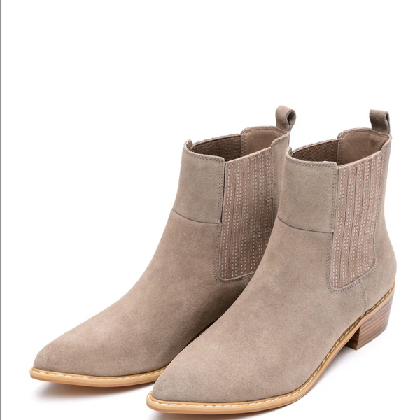 Leonor Suede Ankle Boot in Taupe