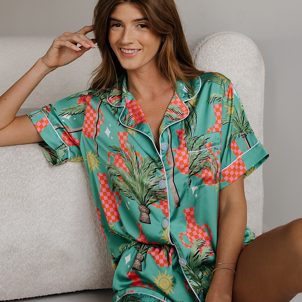Trendy Tropical Satin Pajamas