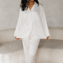 White Satin Pajama Pants Set