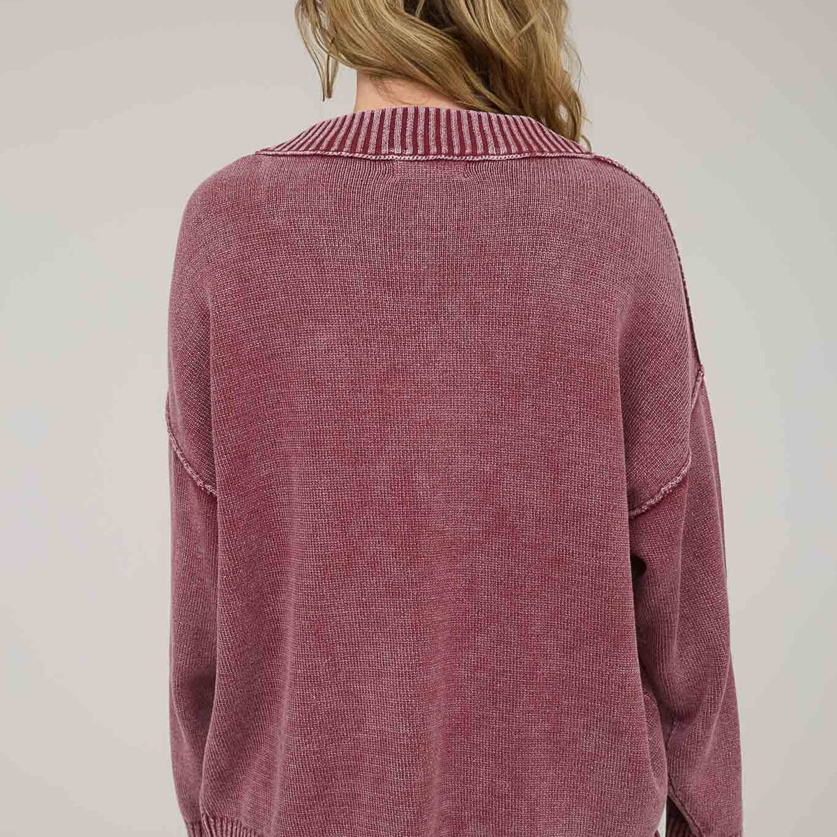 Mineral Washed V-Neck Sweater