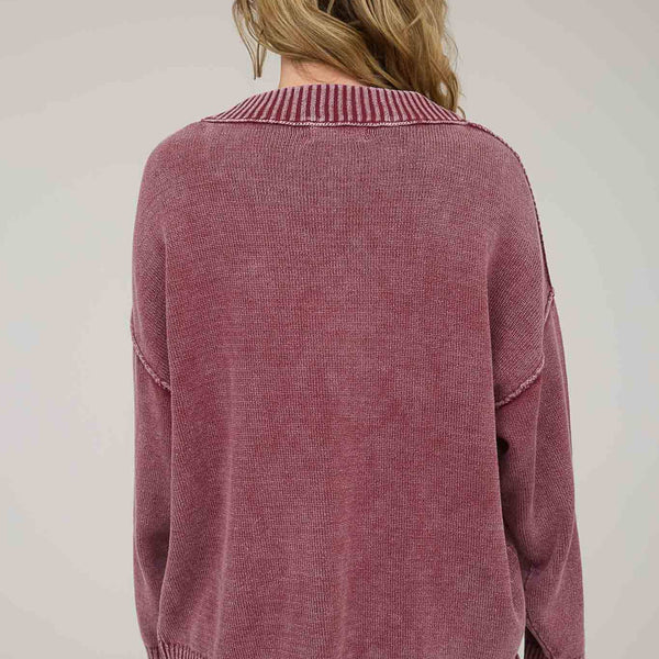 Mineral Washed V-Neck Sweater