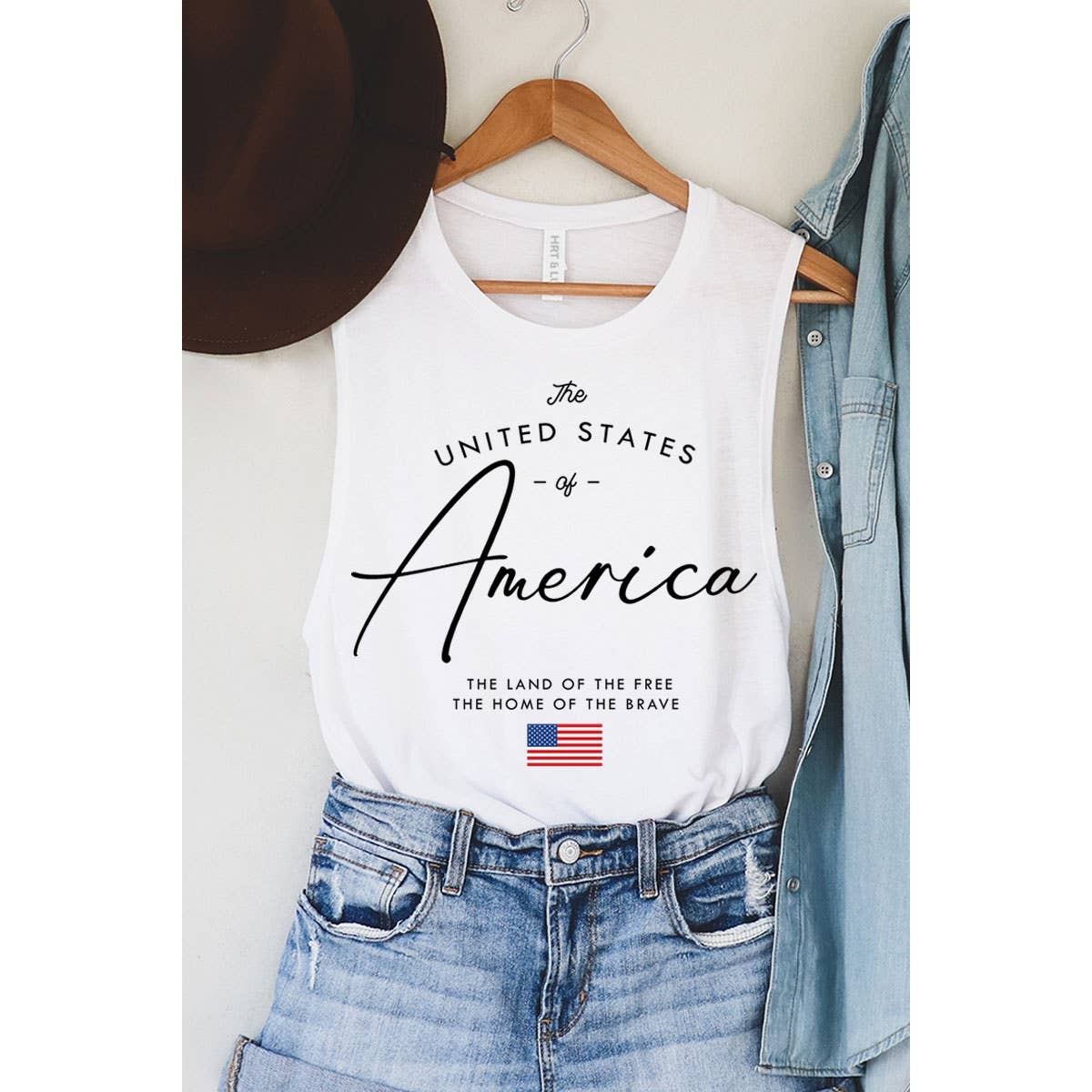 AMERICA THE LAND OF THE FREE MINERAL GRAPHIC TANK TOP
