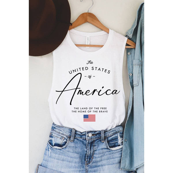 AMERICA THE LAND OF THE FREE MINERAL GRAPHIC TANK TOP