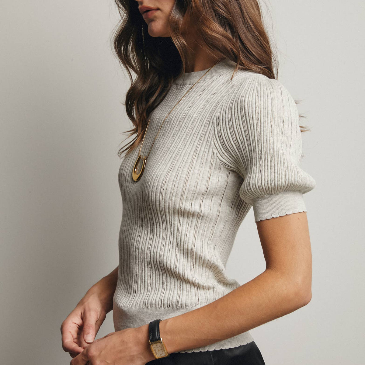 Tara Textured Knit Puff Sleeve Top