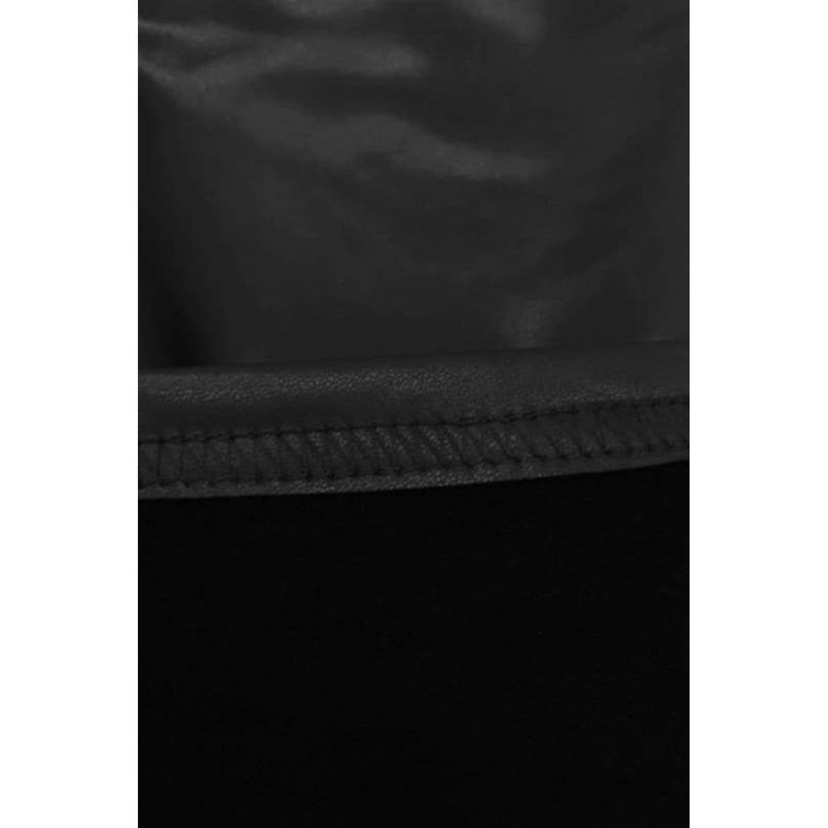 Black fleece lined faux leather legging; womens apparel.