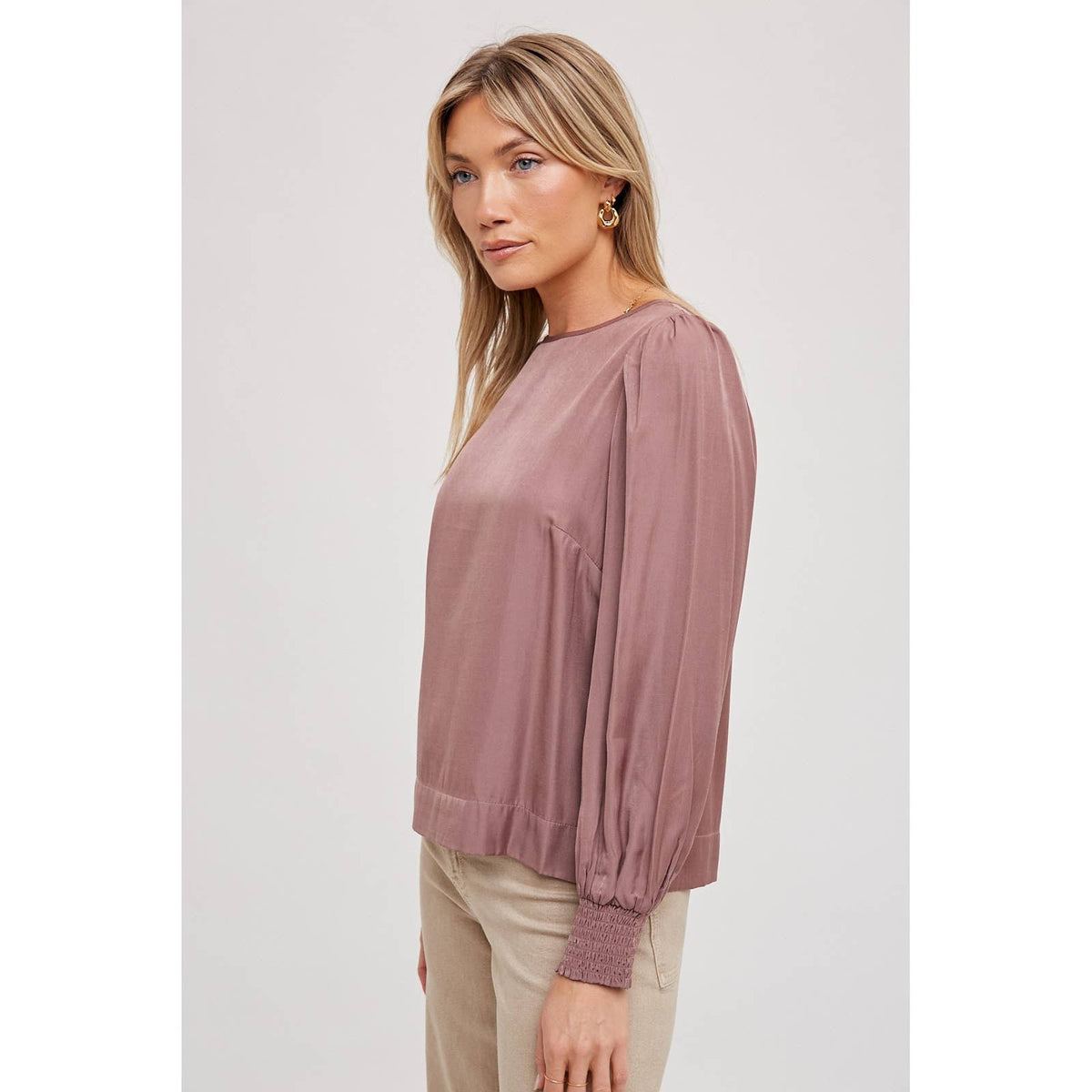 Satin Smock Cuff Blouse
