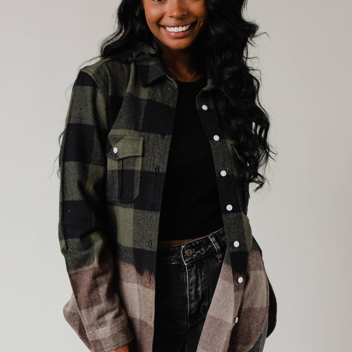 Dark Green & Black Plaid Flannel