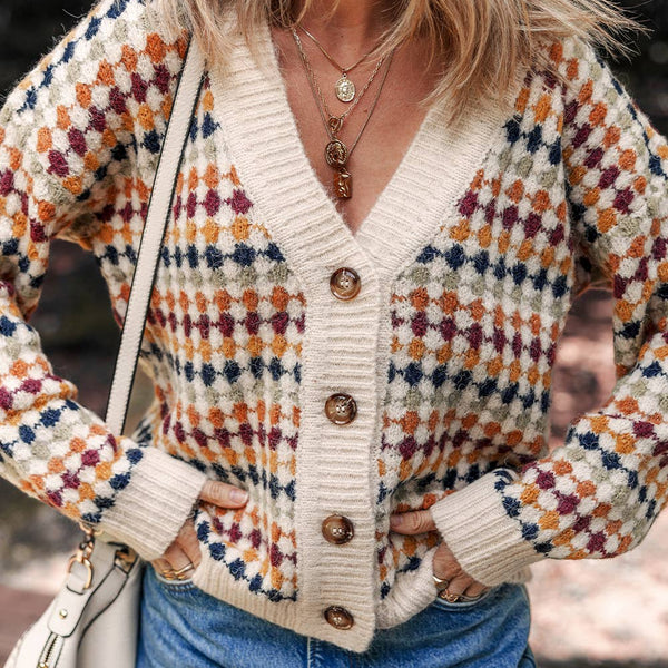 Dotty Pattern Button Front Cardigan