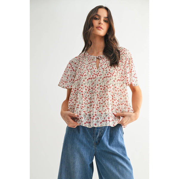 Floral Pleated Blouse