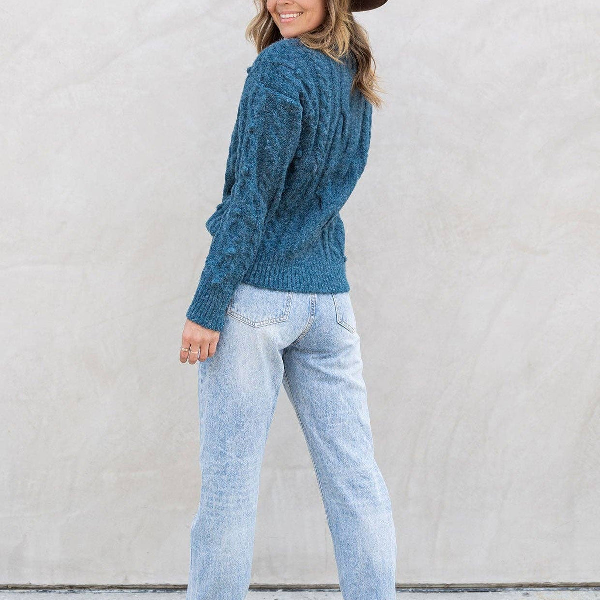 Cable Knit Mock Neck Cozy Sweater