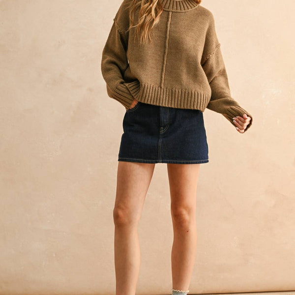 Paneled & Slit Detail Sweater Top